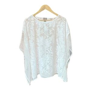 Chico's Embroidered Poncho in White - Size L/XL